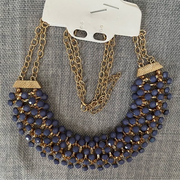 Egyptian Revival Bib Collar Necklace Opaque Bluish/Purple Stone Pin Cushion - Picture 16 of 16